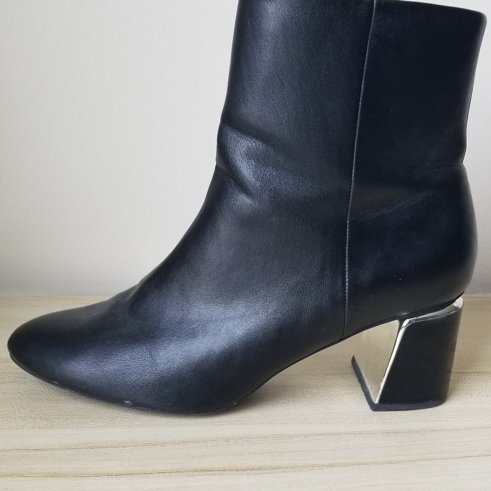 SOLD || Zara Mid Heel Ankle boots with Silver mirror heel, size 11